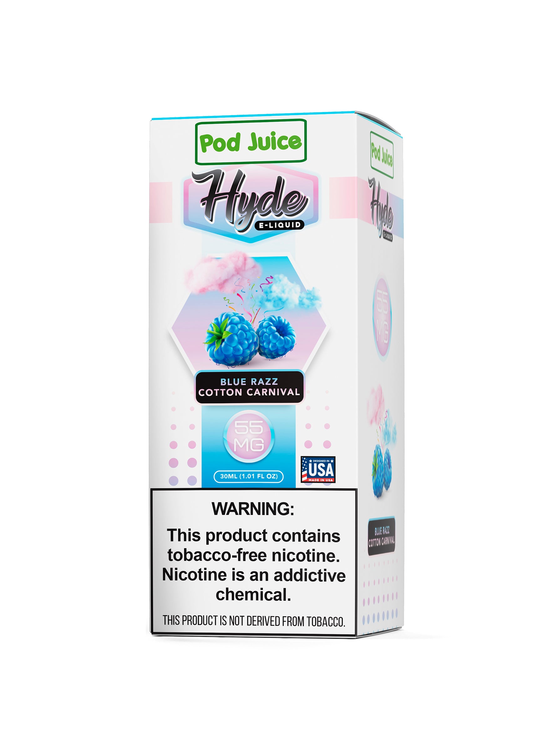 Blue Cotton Candy Vape Juice Hyde x Pod Juice Salt Blue Razz Cotton  Carnival Pink & Blue - Cotton Candy