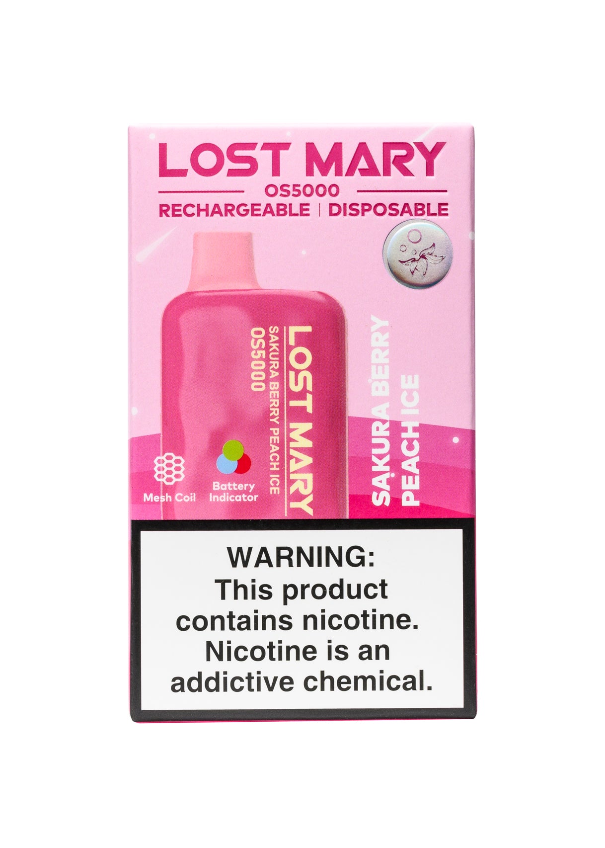 Lost Mary OS5000 Sakura Berry Peach Ice | GetPop Lost Mary OS5000 Sakura Berry Peach Ice | GetPop