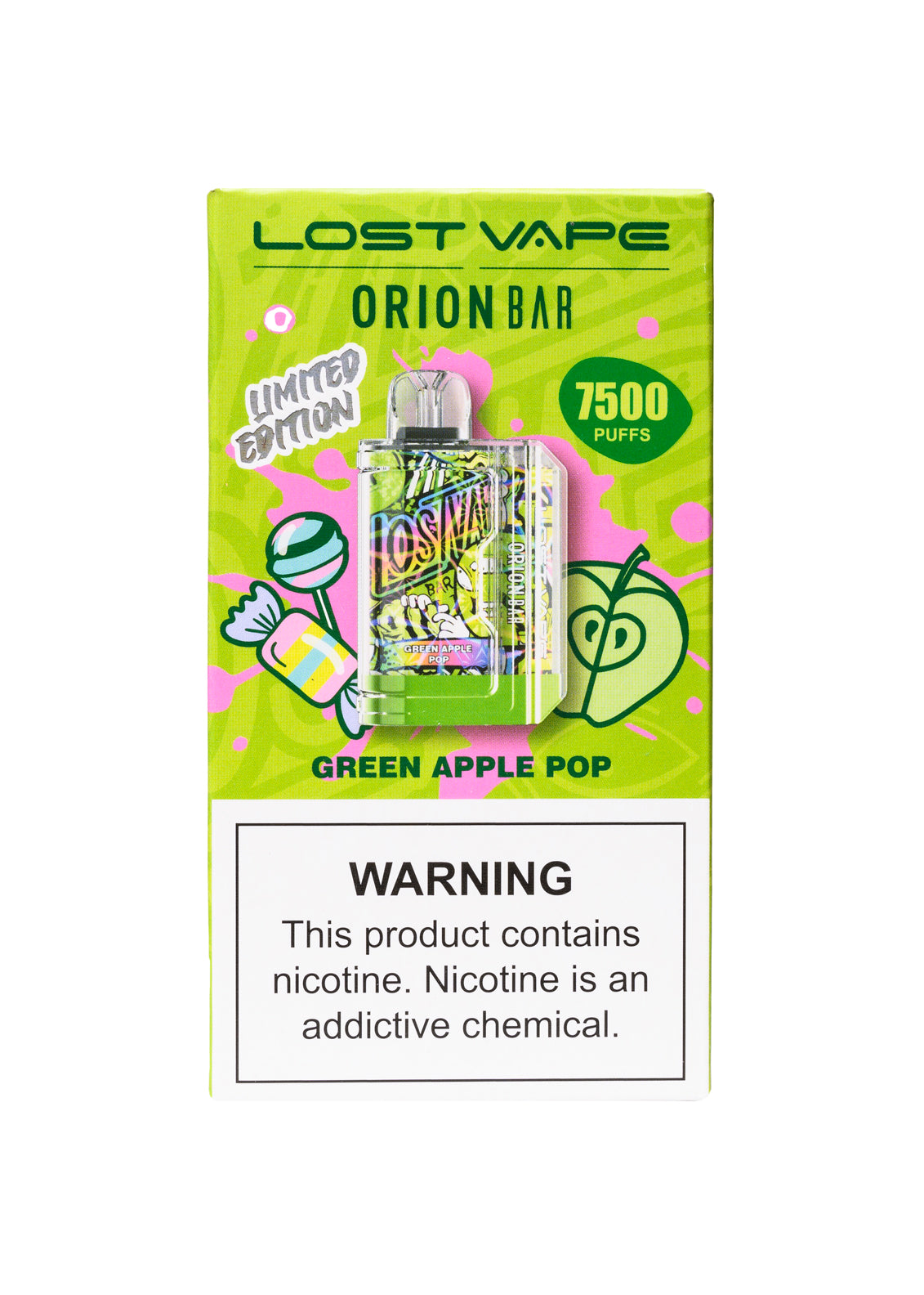 Lost Vape Orion Bar 7500 Green Apple Pop | GetPop Lost Vape Orion Bar 7500 Green Apple Pop | GetPop