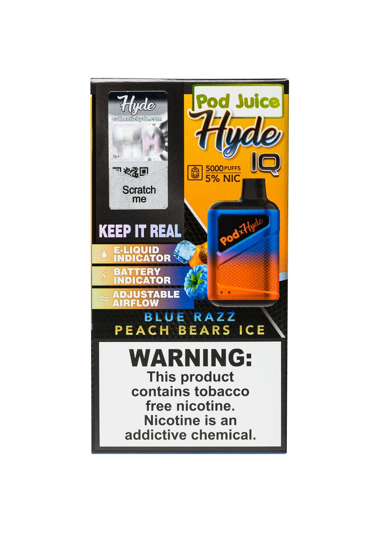 Pod Juice x Hyde IQ 5000 Blue Razz Peach Bears Ice | GetPop