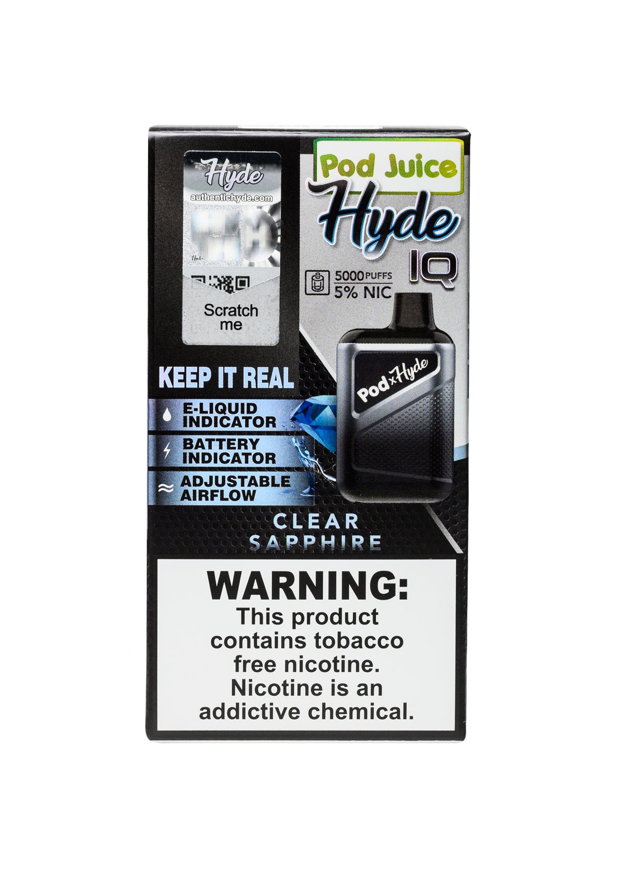 Pod Juice x Hyde IQ 5000 Clear Sapphire | GetPop Pod Juice x Hyde IQ 5000 Clear Sapphire | GetPop