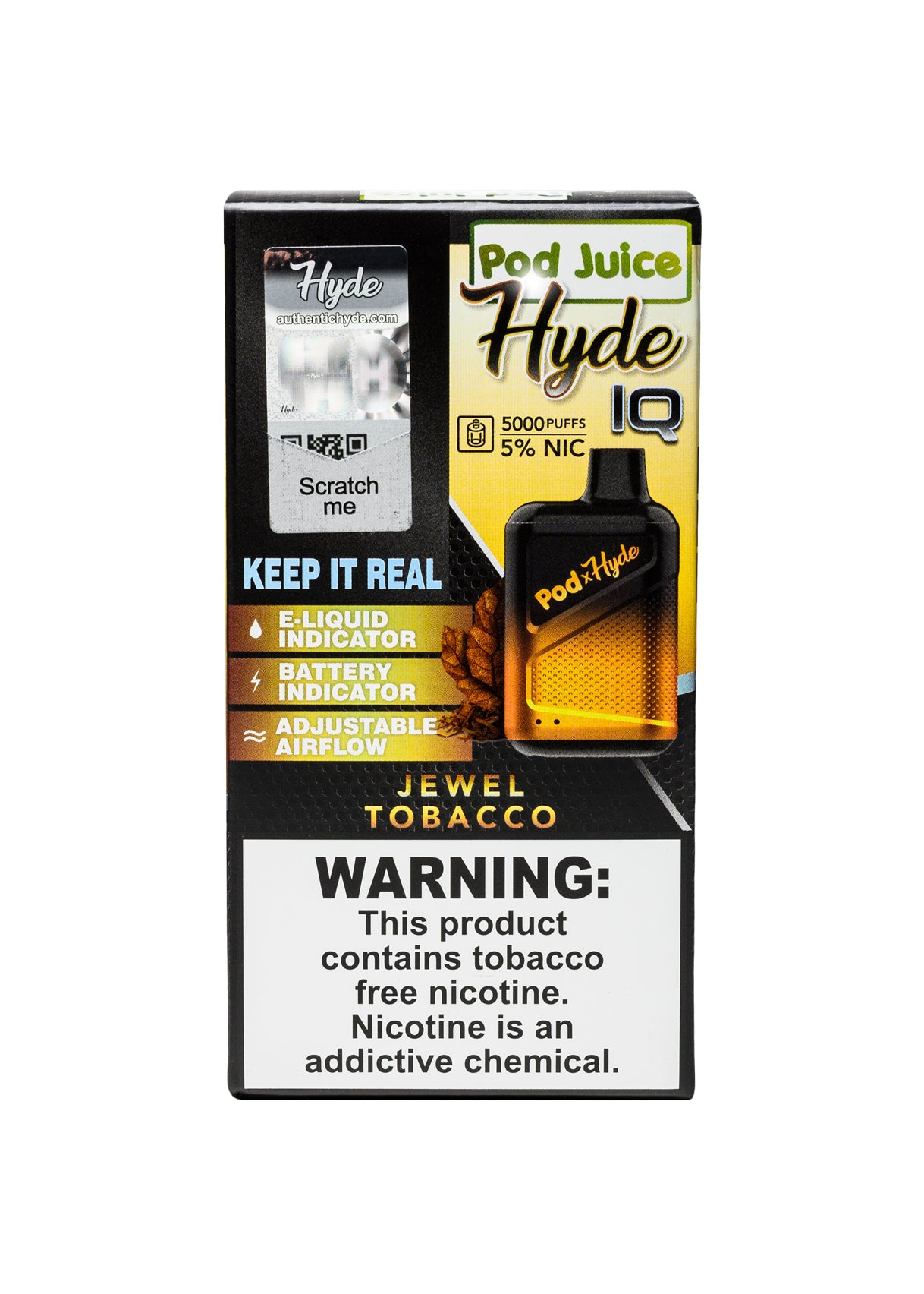 Pod Juice x Hyde IQ 5000 Jewel Tobacco | GetPop Pod Juice x Hyde IQ 5000 Jewel Tobacco | GetPop