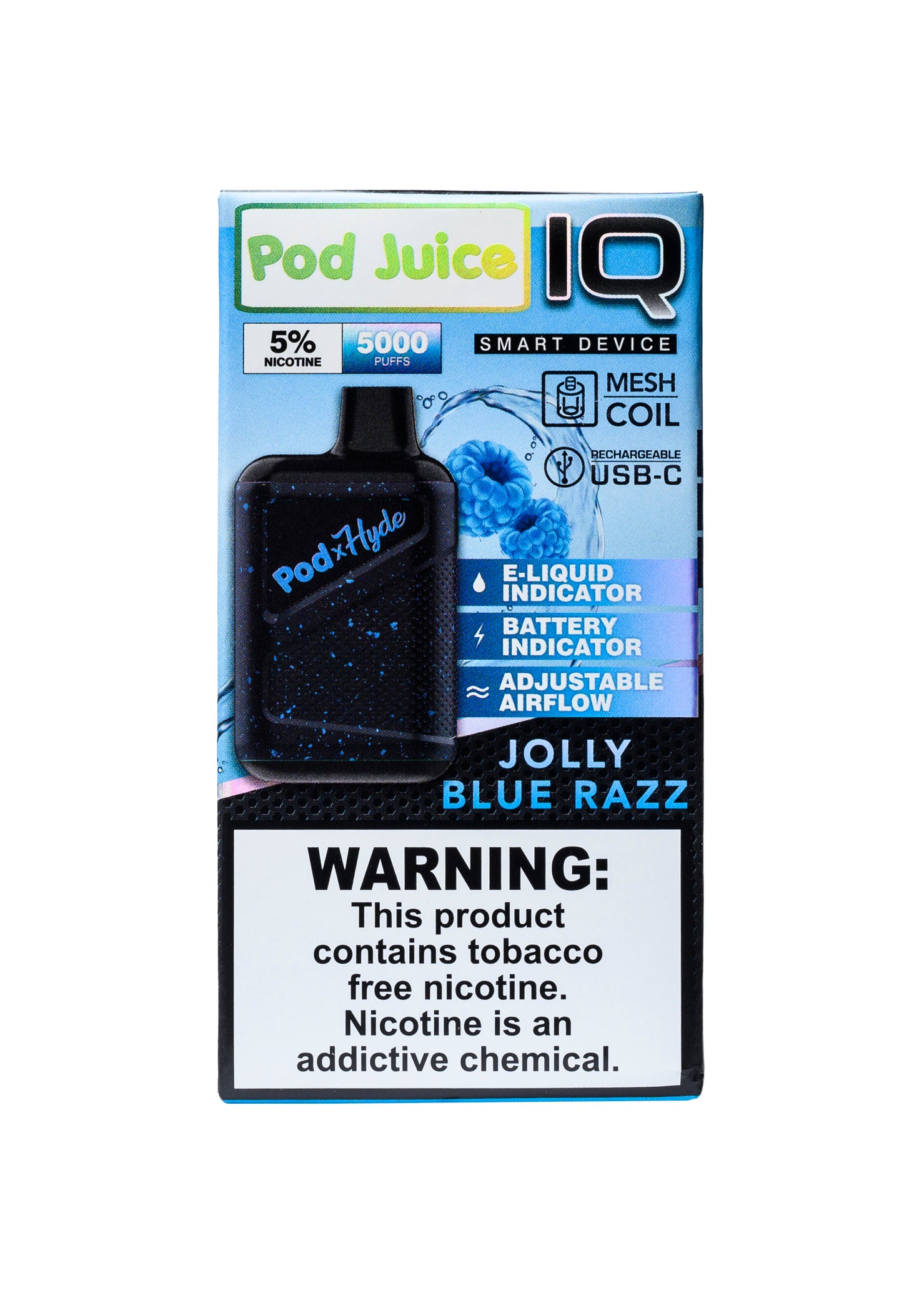 Pod Juice x Hyde IQ 5000 Jolly Blue Razz | GetPop Pod Juice x Hyde IQ 5000 Jolly Blue Razz | GetPop