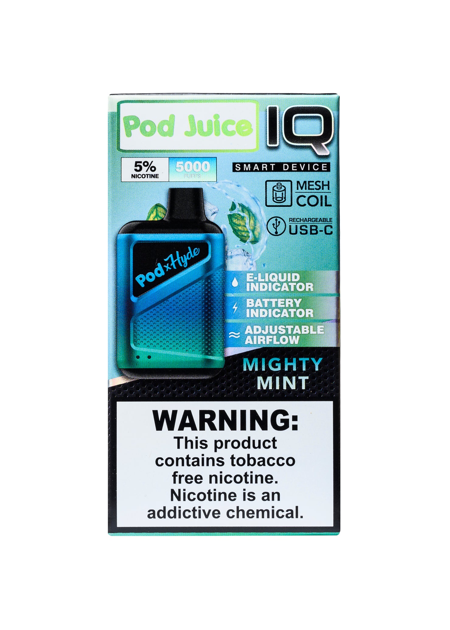 Pod Juice x Hyde IQ 5000 Mighty Mint | GetPop Pod Juice x Hyde IQ 5000 Mighty Mint | GetPop