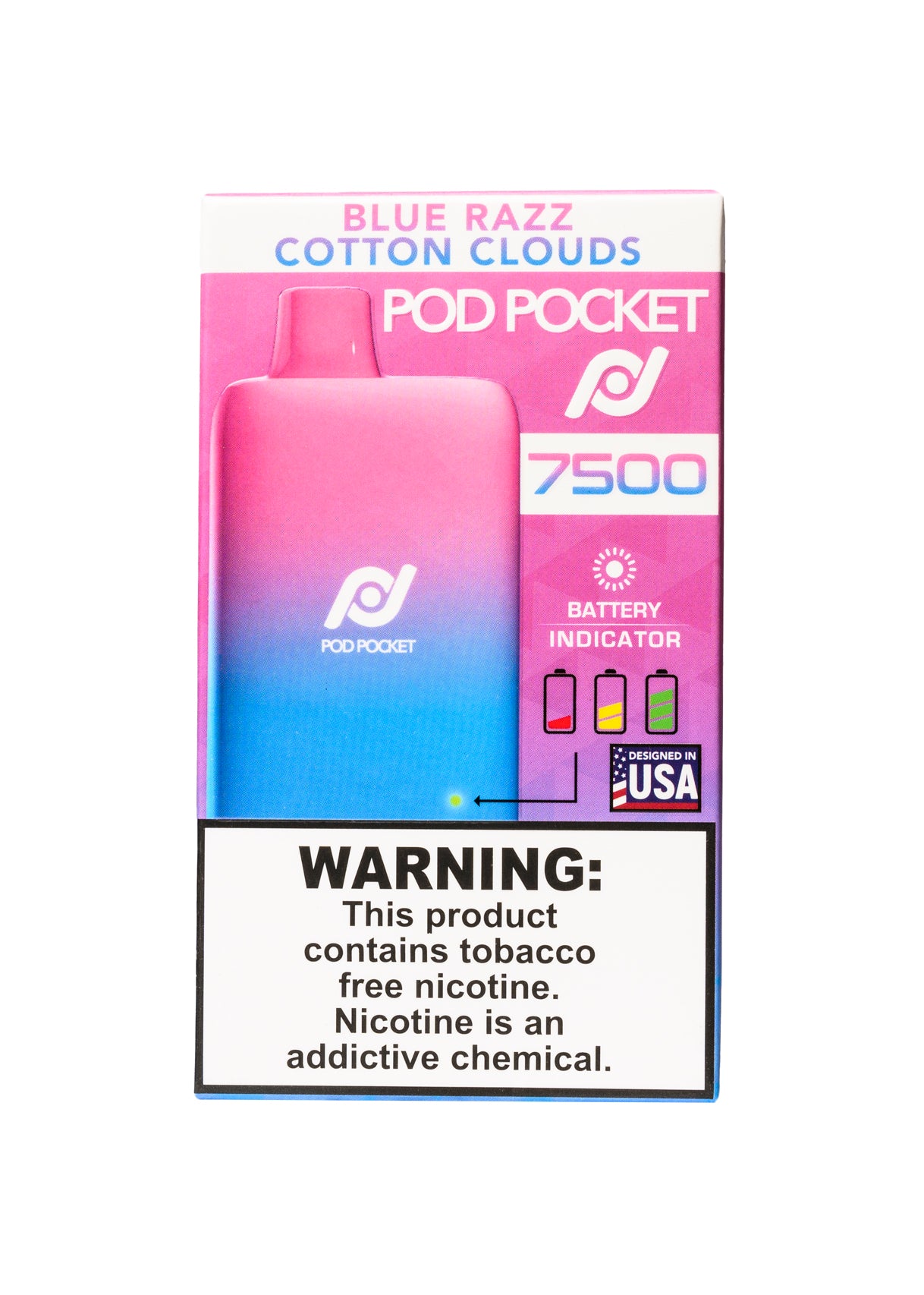 Pod Pocket 7500 Blue Razz Cotton Clouds