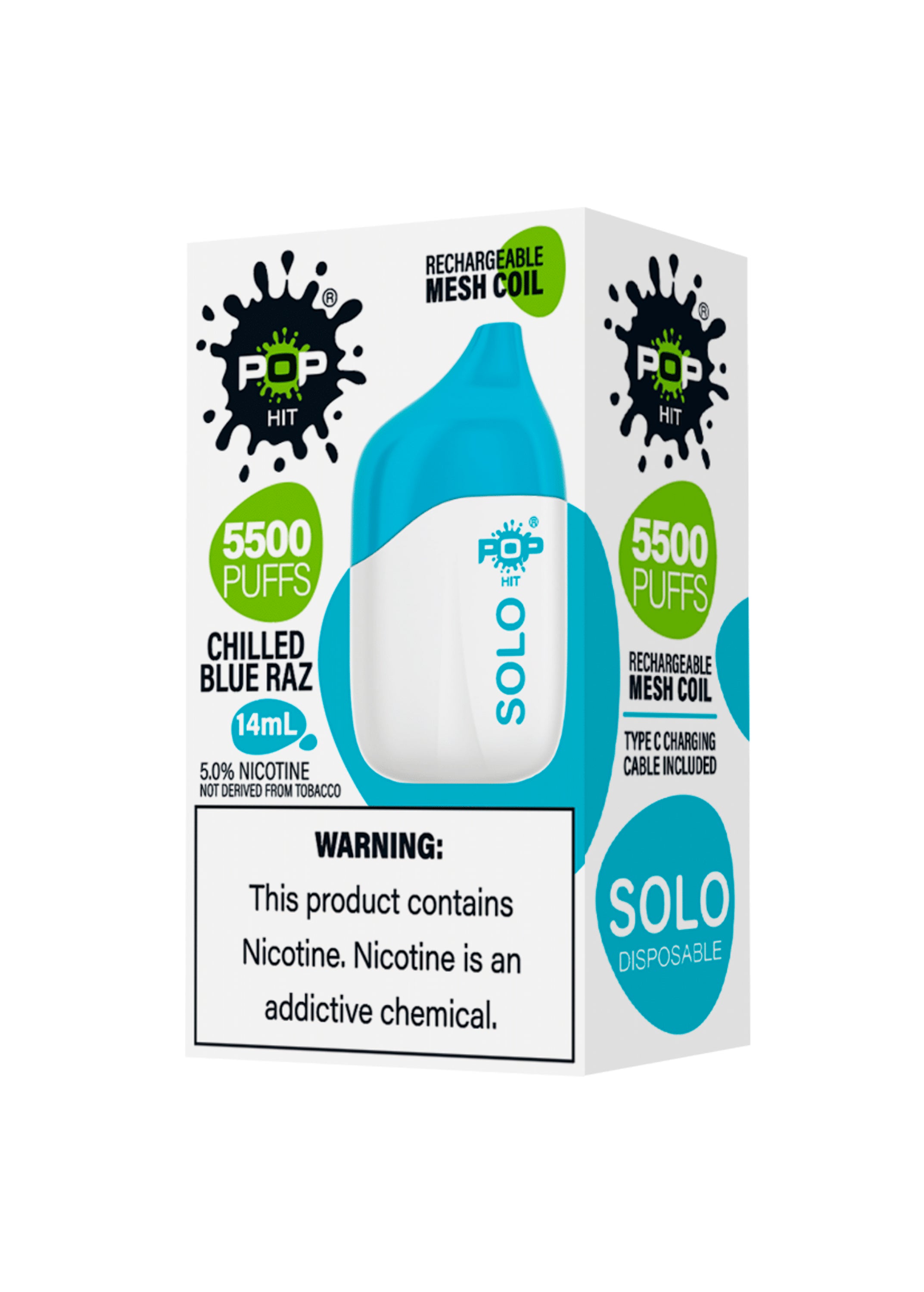 Pop HIT Solo 5500 Chilled Blue Raz | GetPop Pop HIT Solo 5500 Chilled Blue Raz | GetPop